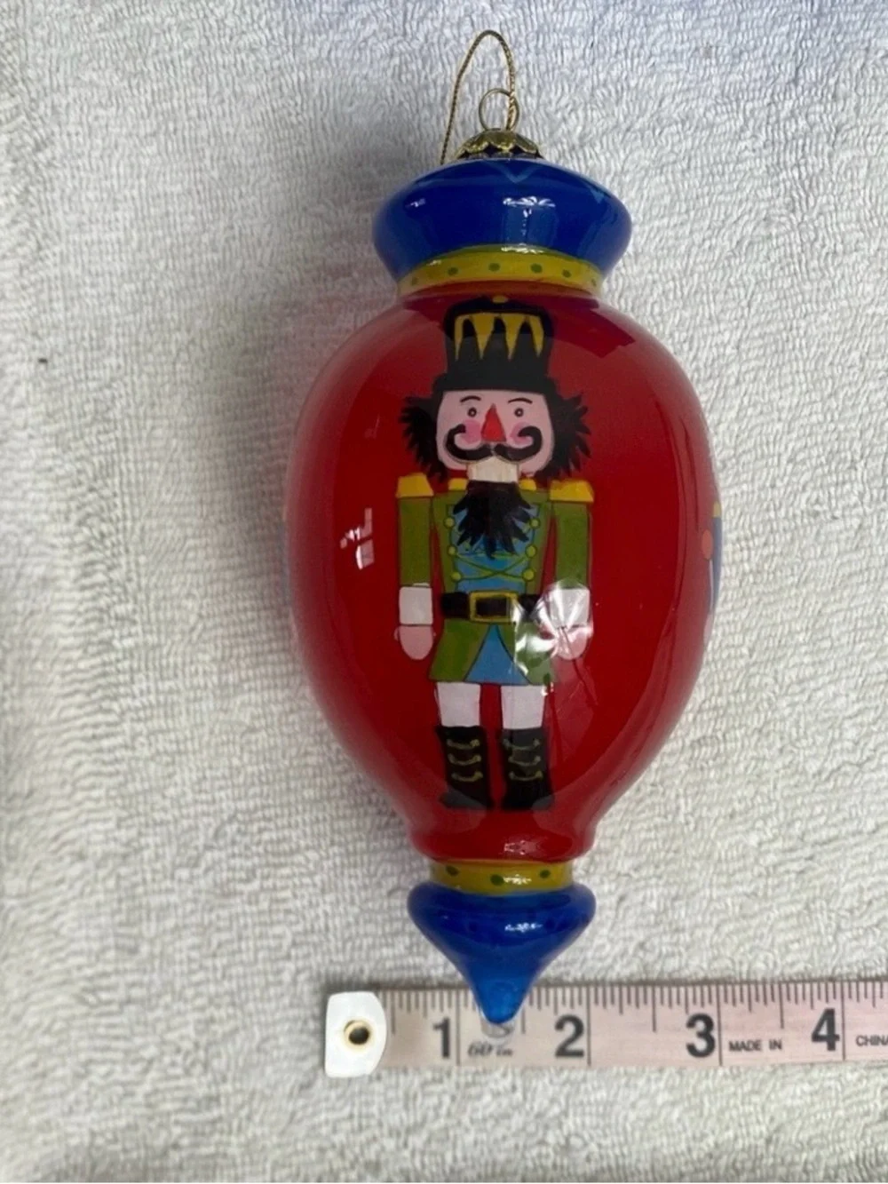PIER 1 Christmas 2014 Red Nutcracker Glass Large Drop Ornament Glass Christmas